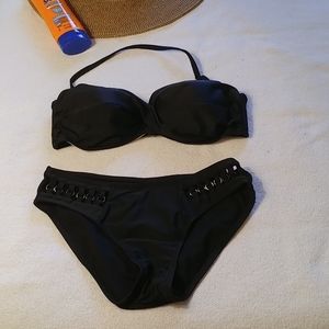 NWOT Black Bikini with Metal Elements